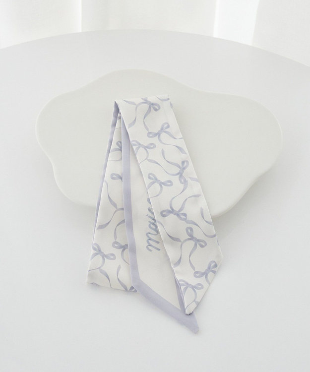 Maison de FLEUR リボンプリントスカーフ Blue