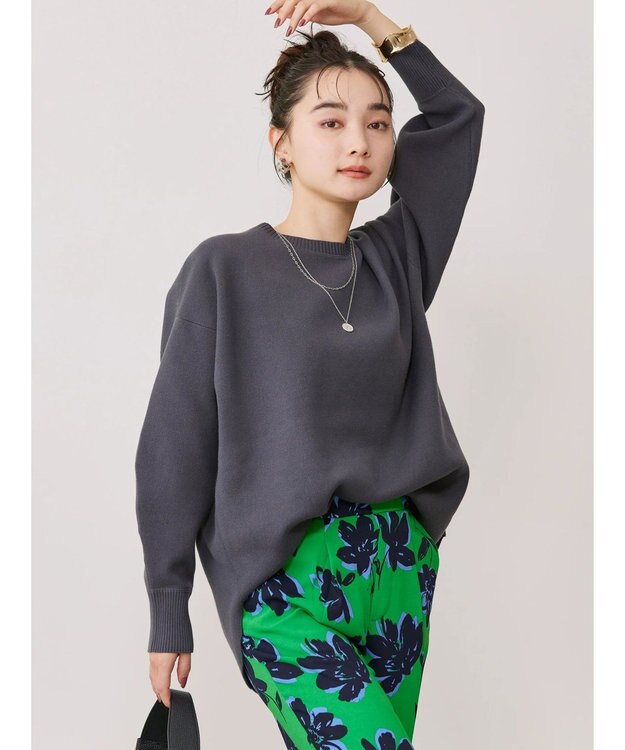 AMERICAN HOLIC ラウンドスウェットライクニットプルオーバー Charcoal Gray