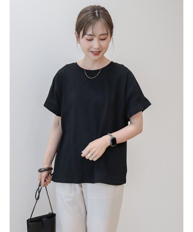 AMERICAN HOLIC 接触冷感袖タックカットプルオーバー Black