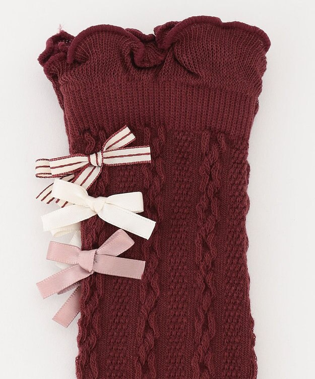 ANY KIDS ハイソックス（ケーブルリボン） ワイン系