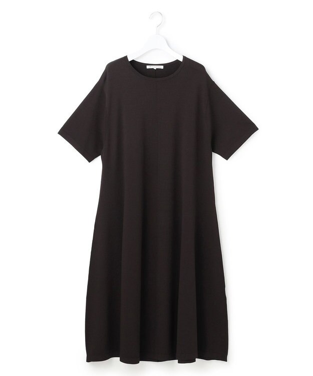 23区 L 【先行予約/Lサイズ限定】レーヨンポリエステルストレッチ ニット フレア ワンピース ダークブラウン系