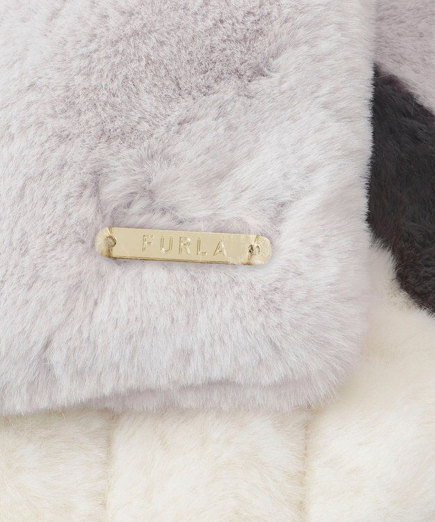 MOONBAT FURLA フェイクファーキルティング風トリコマフラー ライトグレー