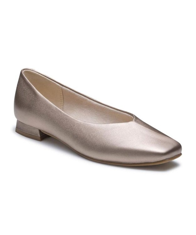 REGAL FOOT COMMUNITY 【リーガルレディース】F69Q スクエアカッターシューズ フラットシューズ ゴールド