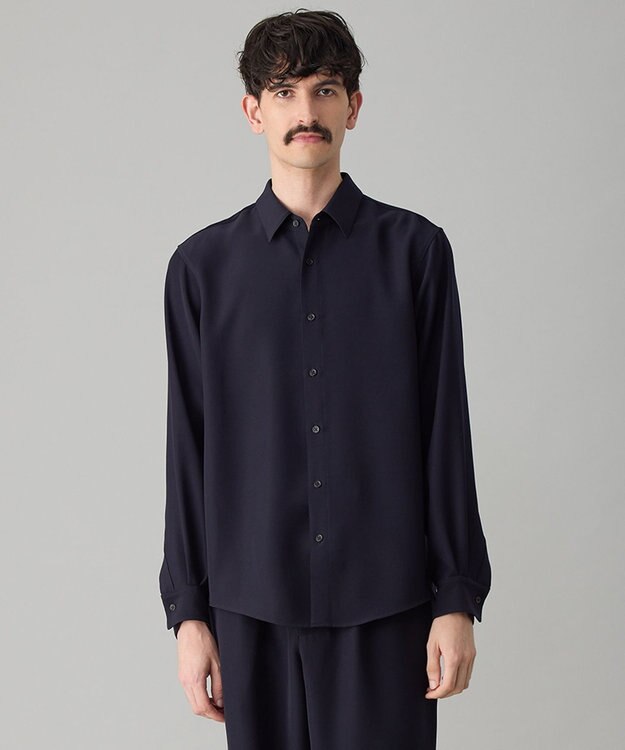 UNFILO MENS 【接触冷感/セットアップ対応】ダブルクロス シャツ ネイビー