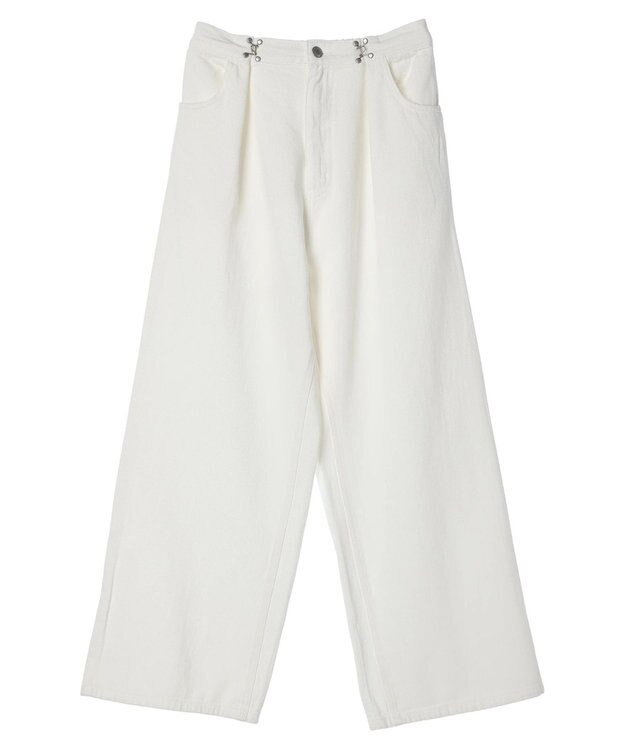 Green Parks ・ＥＬＥＮＣＡＲＥ　ＤＵＥ　ホワイトデニムタックパンツ White