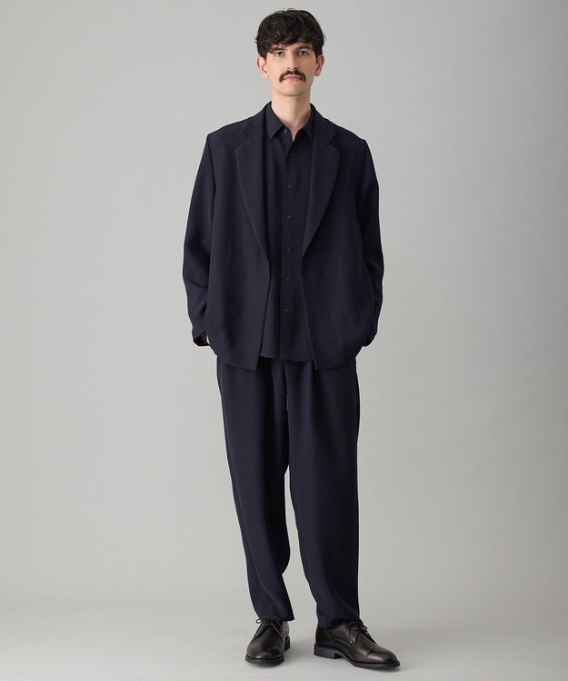 UNFILO MENS 【接触冷感/セットアップ対応】ダブルクロス シャツ ネイビー