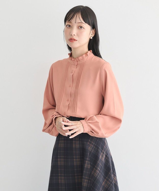 earth music&ecology フリルピンタックブラウス Pink