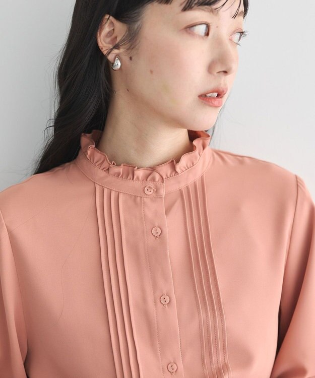 earth music&ecology フリルピンタックブラウス Pink