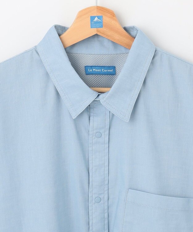 SHARE PARK MENS 【UVカット・撥水・ストレッチ】イージーデニムレギュラーカラーシャツ サックスブルー系