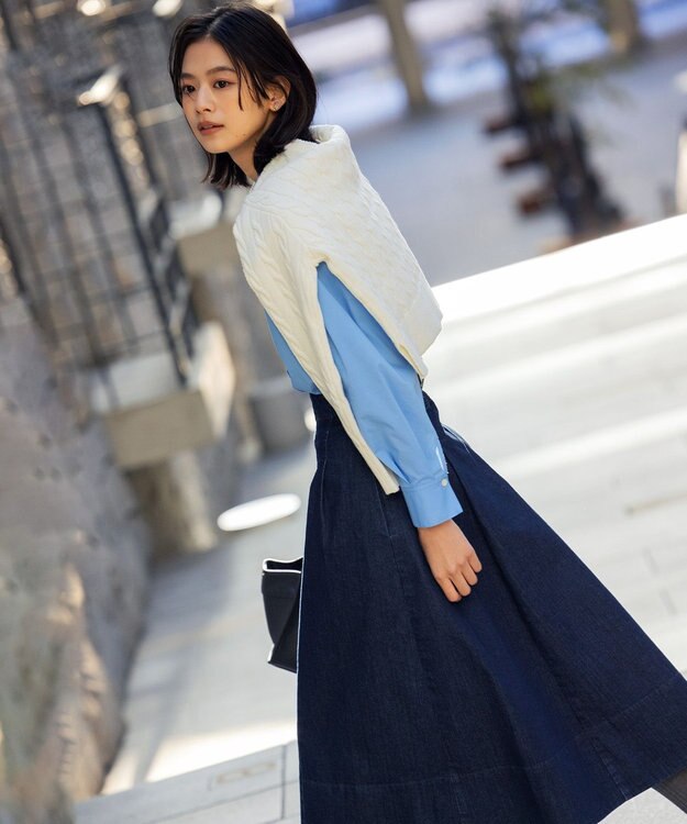 組曲 【ビジューボタン付き】SOBANE ケーブルプルオーバー ニット アイボリー系