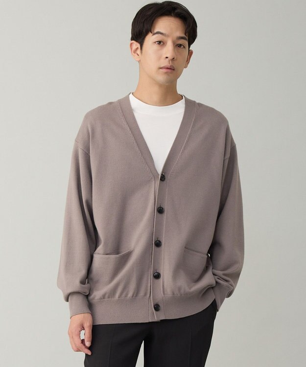 UNFILO MENS 【OCEANS YouTube 掲載/男女兼用】スムースシルキーニット カーディガン モカ