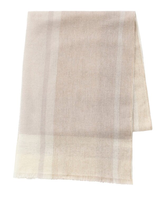 MOONBAT FURLA カシミヤ100%大判薄手メランジュチェックストール/幅70cm オフホワイト