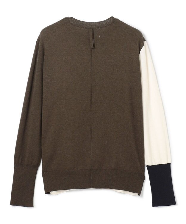 BEIGE， 【洗える】BURNET / カラーミックスクルーネックトップス Ecru×Khaki×Navy