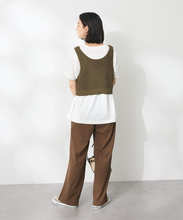 CRAFT STANDARD BOUTIQUE ワッフル編み短丈ニットベスト Khaki