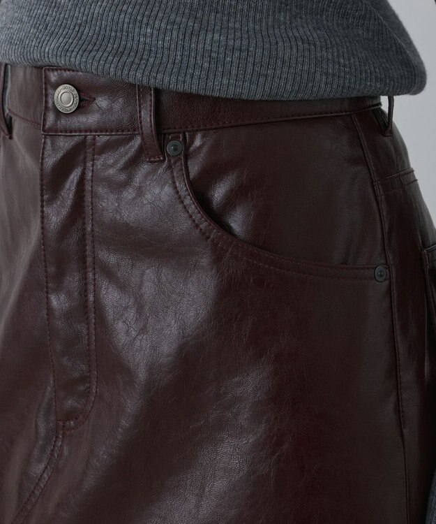 GRACE CONTINENTAL フェイクレザータイトスカート ボルドー