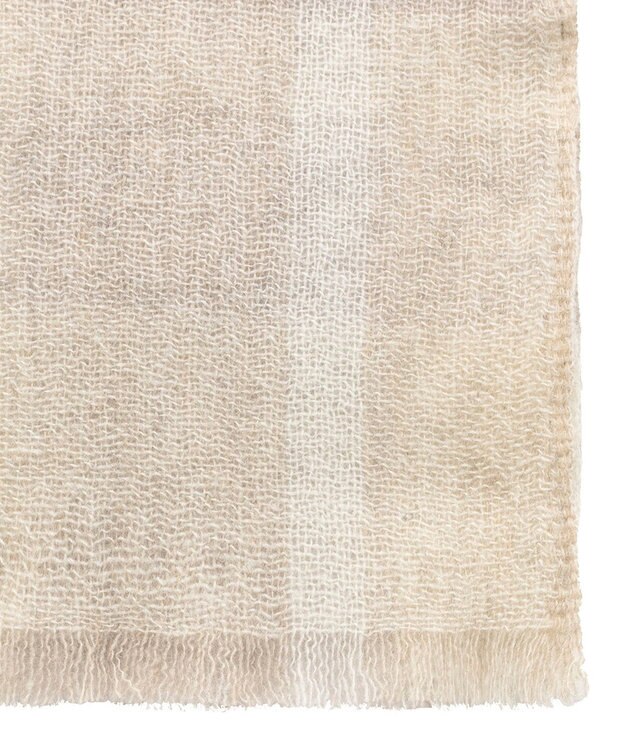 MOONBAT FURLA カシミヤ100%大判薄手メランジュチェックストール/幅70cm オフホワイト