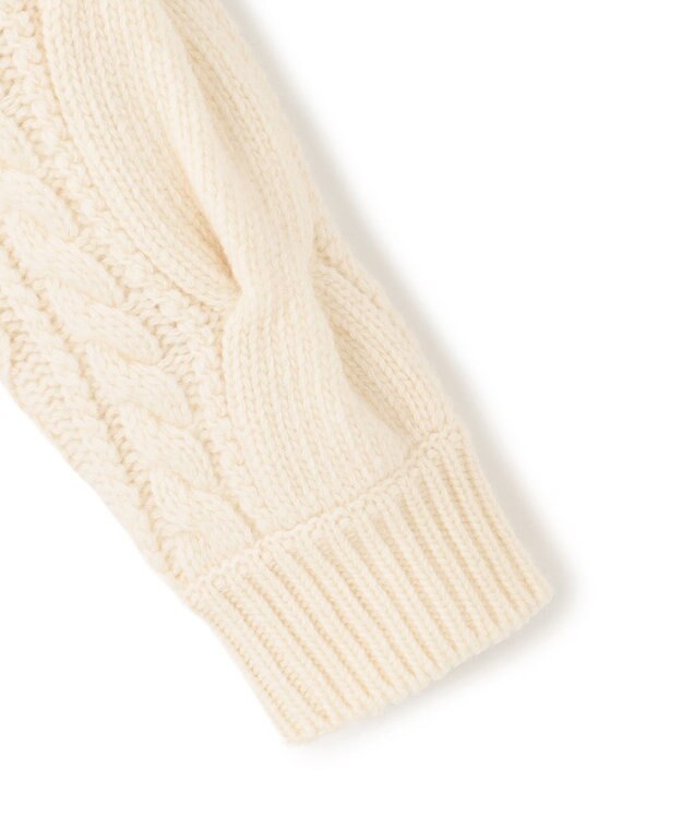 BEIGE， RULE / ウールカシミヤアラン編みクロップドニット Off White