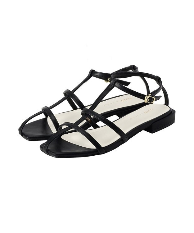 earth music&ecology Tストラップサンダル Black