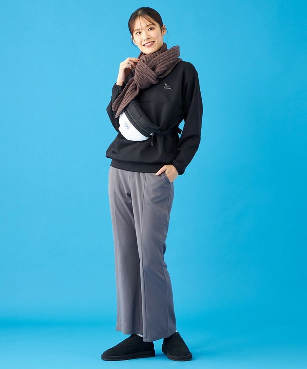 SHARE PARK LADIES 【UVカット・吸水速乾・ストレッチ・軽量・アンチピリング 】ダンボールクルーネックスウェット（S・Mサイズ） ブラック系