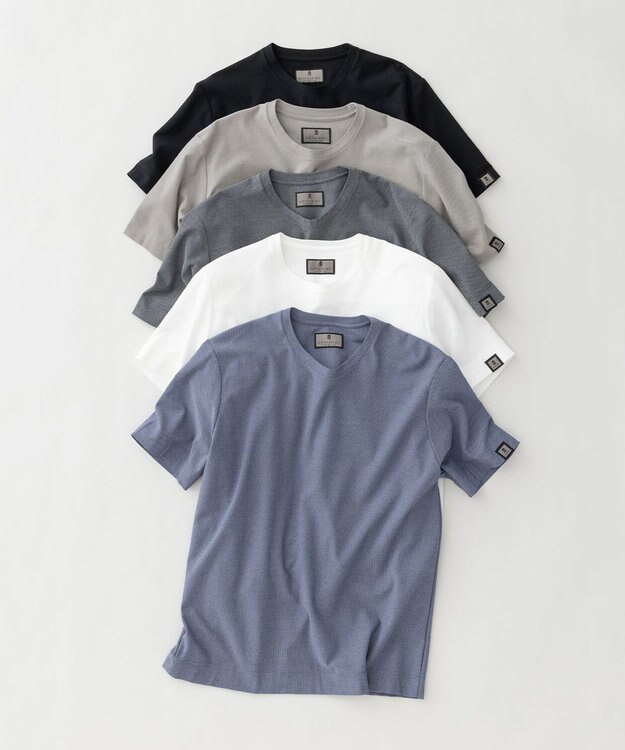 GOTAIRIKU 仕事で着られるTシャツ【サラサラ/よれにくい/透けにくい】キレイめ 鹿の子 ビズTシャツ オレンジ系