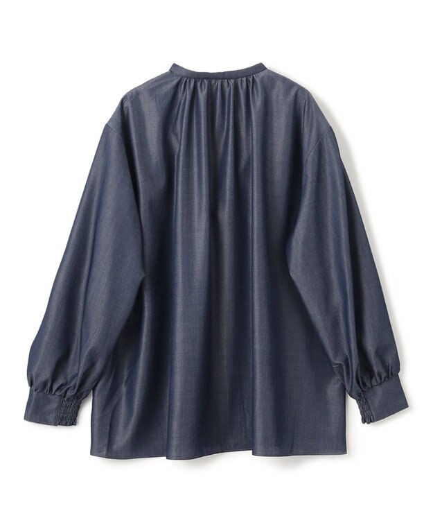 UNFILO シャンブレーデニム ギャザーブラウス インディゴ