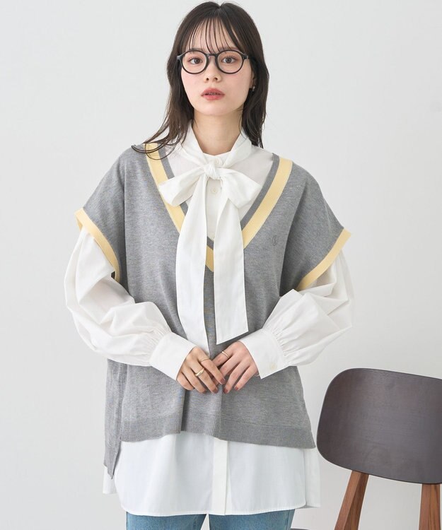 earth music&ecology 2wayボウタイブラウス Off White