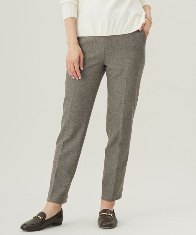 J.PRESS LADIES L 【洗える】チェルビック テーパード パンツ モカ系