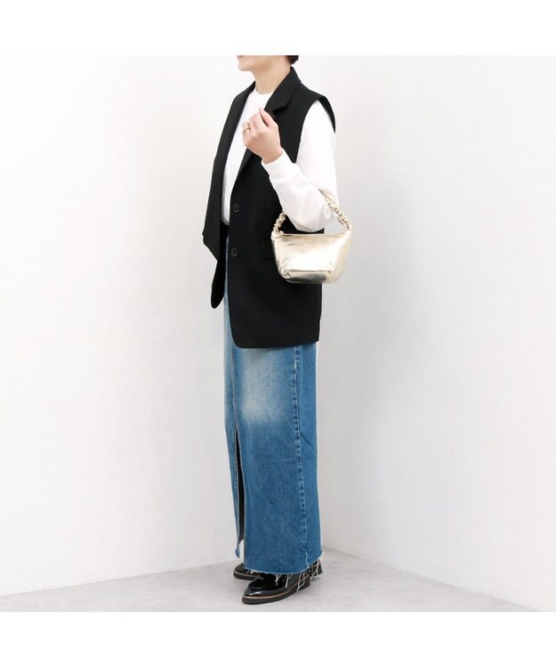 UNBILLION カシュカシュ cachecache / ギャザーハンドルメタリックミニショルダー ゴールド