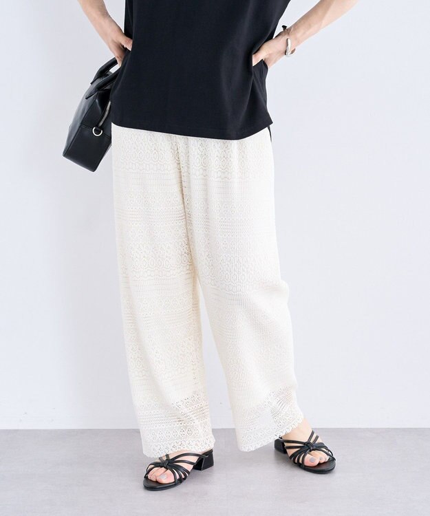 Green Parks レースプリーツパンツ Ivory