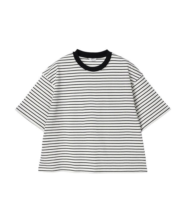 AMERICAN HOLIC ボーダーショートカットプルオーバー Off White