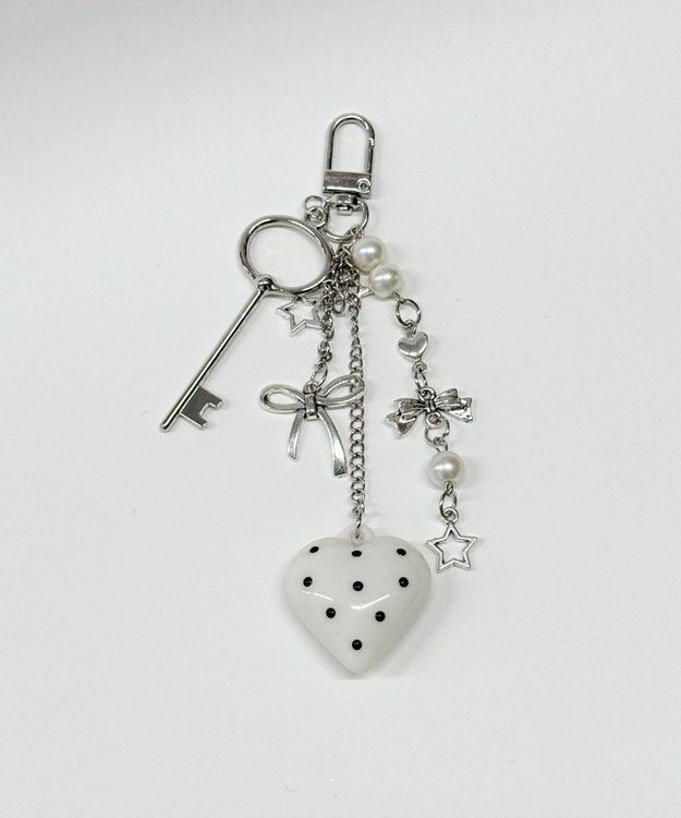 WEGO ドットハートキーホルダー ホワイト