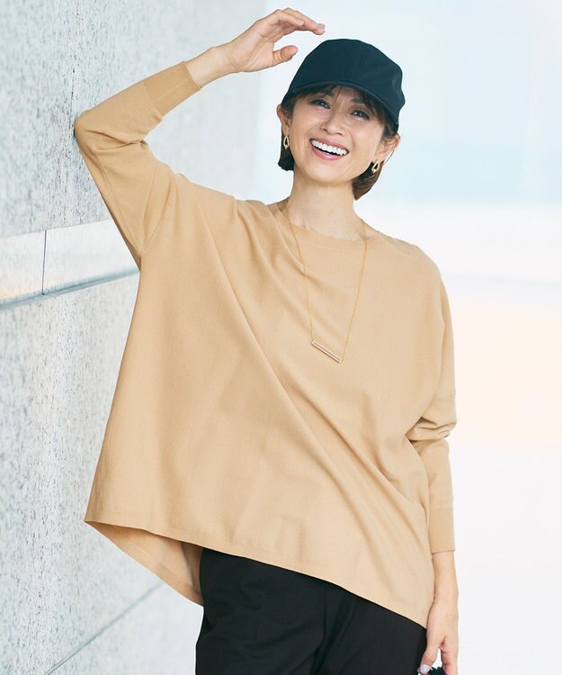 自由区 L 【WEB限定カラーあり】レーヨンストレッチ ニットT [新色]ダークベージュ