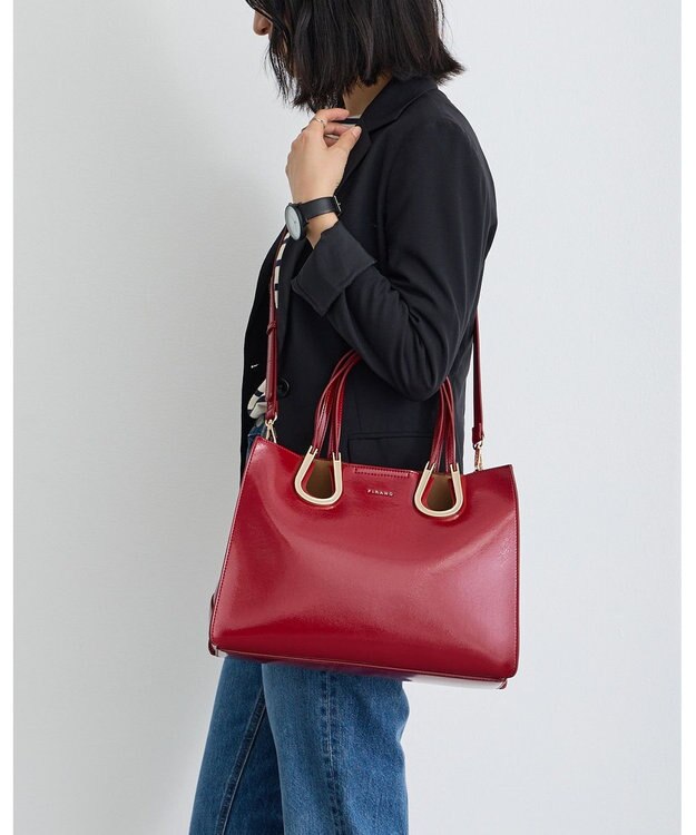 MioFIRANO ホースシューエナメルハンドバッグ 2WAY　FIRANO フィラノ RED