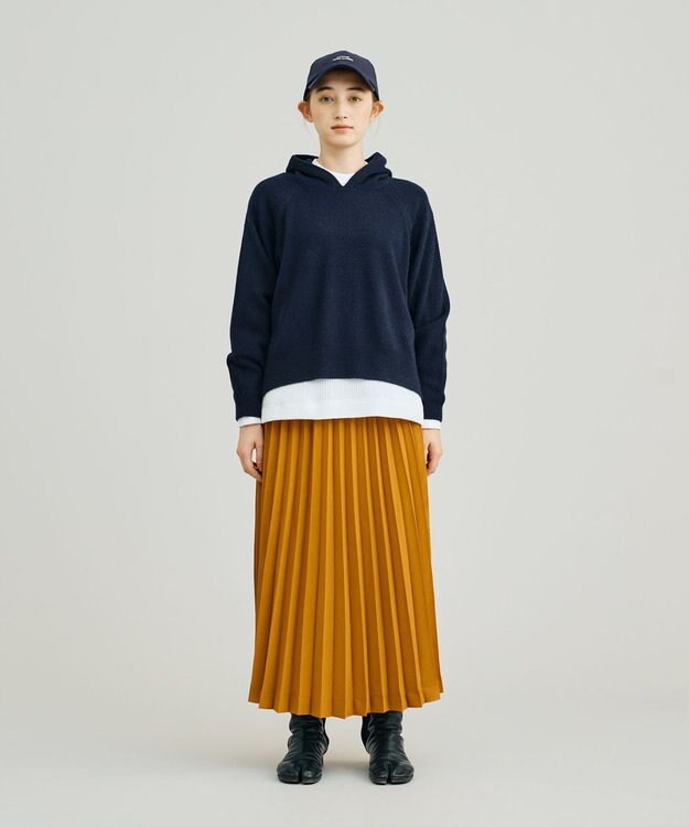 J.PRESS YORK STREET 【WOMEN】ウールカシミヤ フーディニット ネイビー系