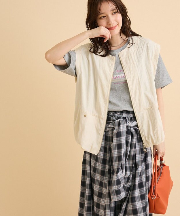 Green Parks ナイロンバルーンベスト Ecru