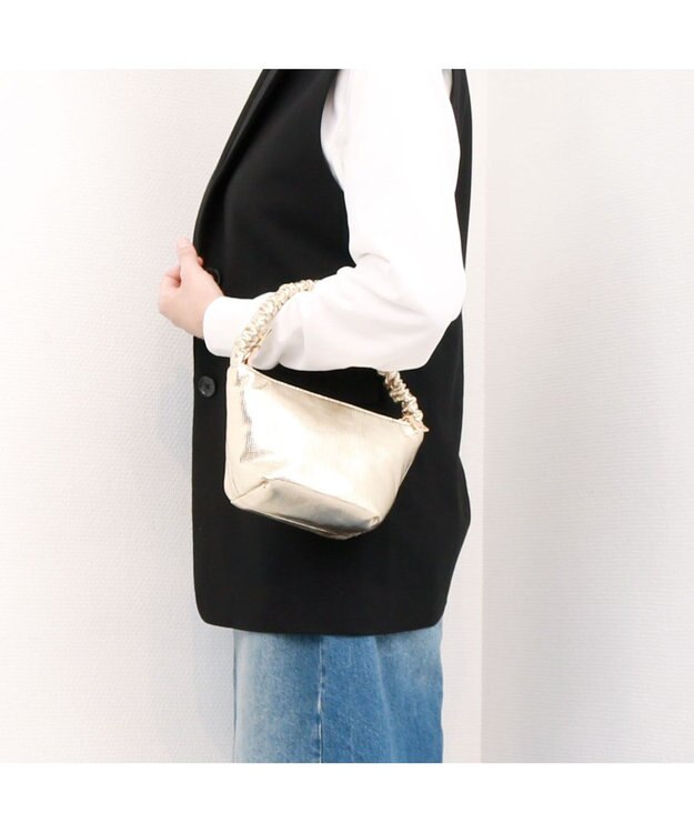 UNBILLION カシュカシュ cachecache / ギャザーハンドルメタリックミニショルダー ゴールド