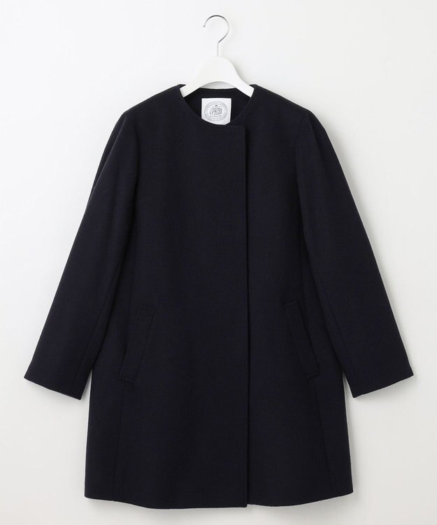 J.PRESS LADIES 【WEB限定カラーあり】ブレンドビーバー ノーカラー コート ネイビー系