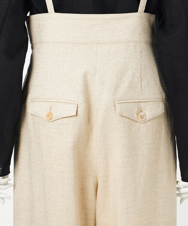 23区 【GOLD LABEL】GIOTEXリネンスパーク サスペンダー付 タックパンツ ベージュ系