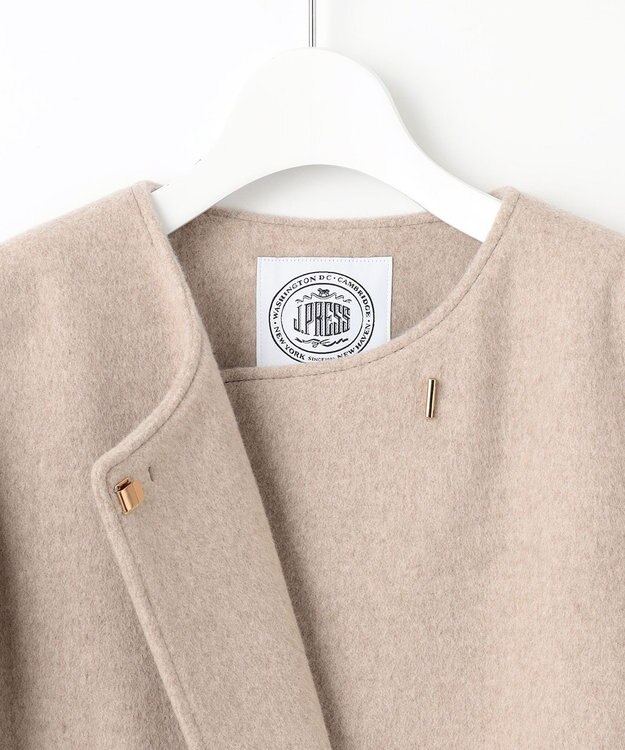 J.PRESS LADIES 【WEB限定カラーあり】ブレンドビーバー ノーカラー コート ベージュ系