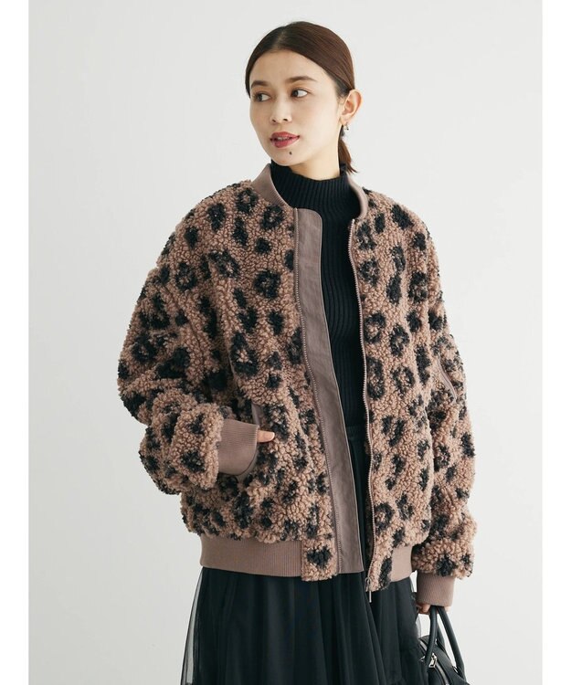 Green Parks ・Ｄｏｕｂｌｅ　Ｆｌａｇｓ　　ボアブルゾン Leopard