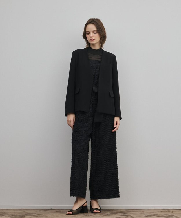 GRACE CONTINENTAL トリアセノーカラージャケット ブラック