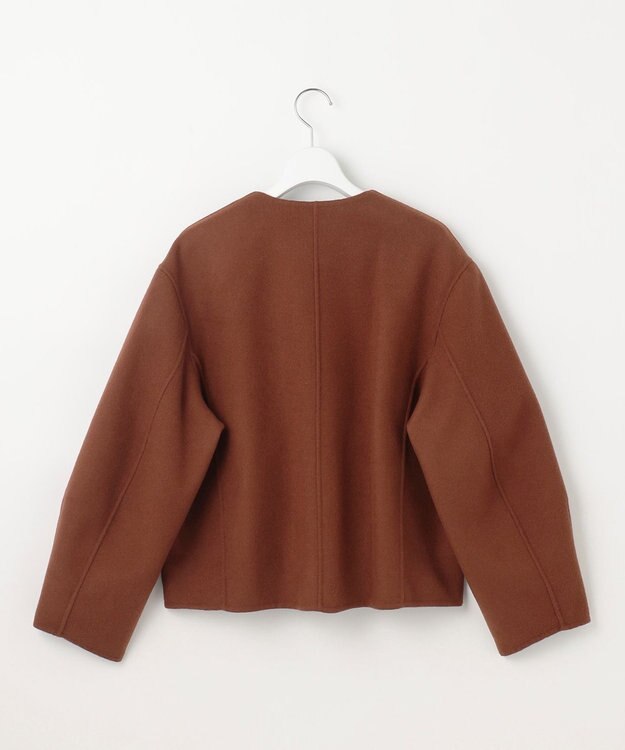 自由区 S ライトリバーノーカラー ジャケット ダークキャメル