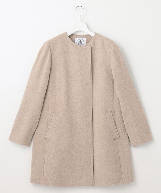 J.PRESS LADIES 【WEB限定カラーあり】ブレンドビーバー ノーカラー コート ベージュ系