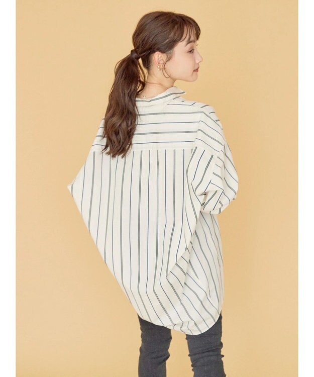 AMERICAN HOLIC ドビーストライプシャツチュニック Stripe Ivory