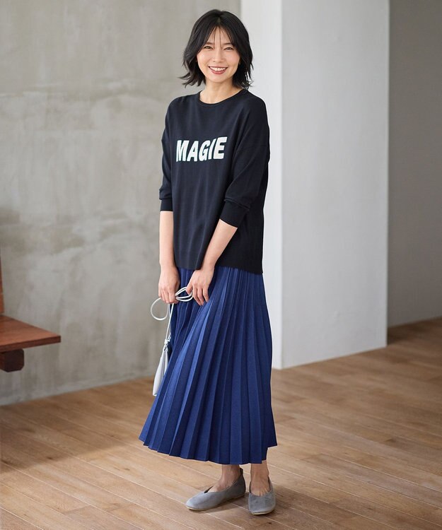 ANY L 【洗濯機可】インターシャロゴニット ブラック