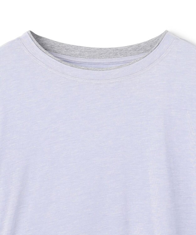 UNFILO L ソフトウール フェイクレイヤード ロンT ブルー