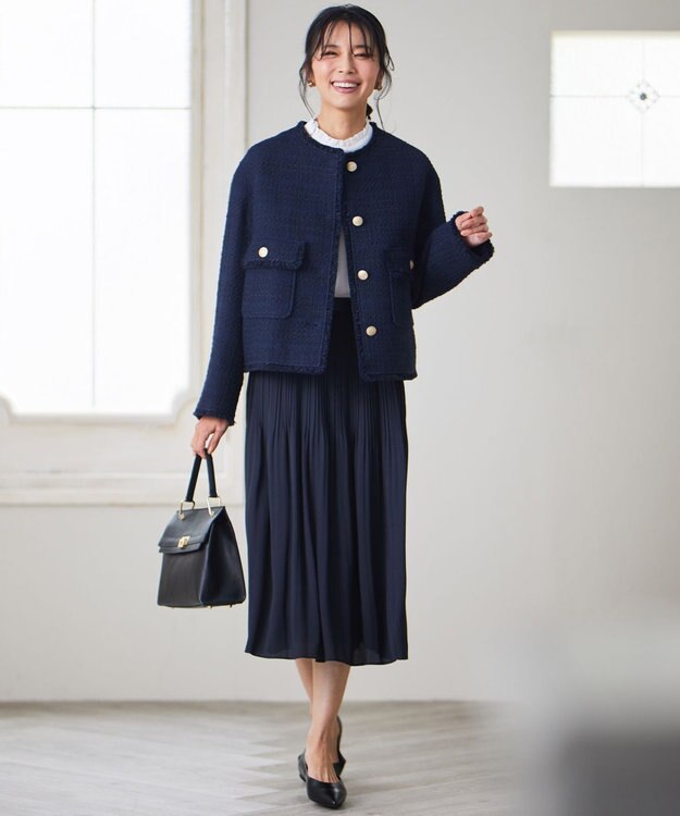 23区 L 【洗える】バックサテンアムンゼン フリルカラー ブラウス ホワイト系