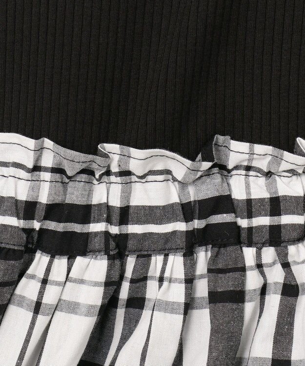 ANY KIDS チェック ドッキングワンピース ブラック