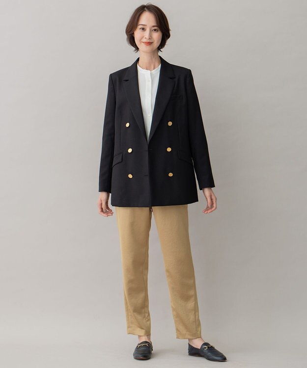 自由区 【洗える】ヘビーサテン イージーパンツ キャメル系