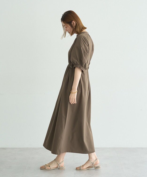 YECCA VECCA <<UVカット>>ドロストギャザー袖ワンピース Brown
